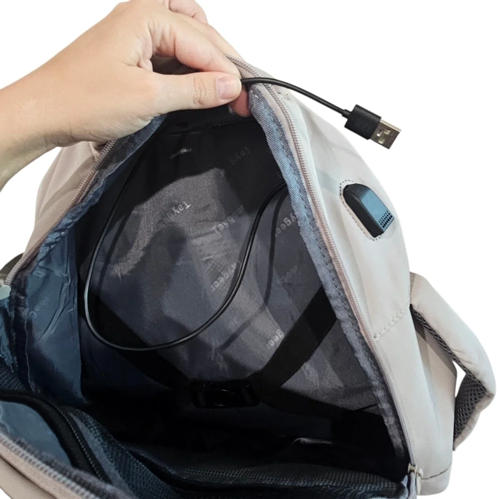 Gray Structured Backpack with Modern Design